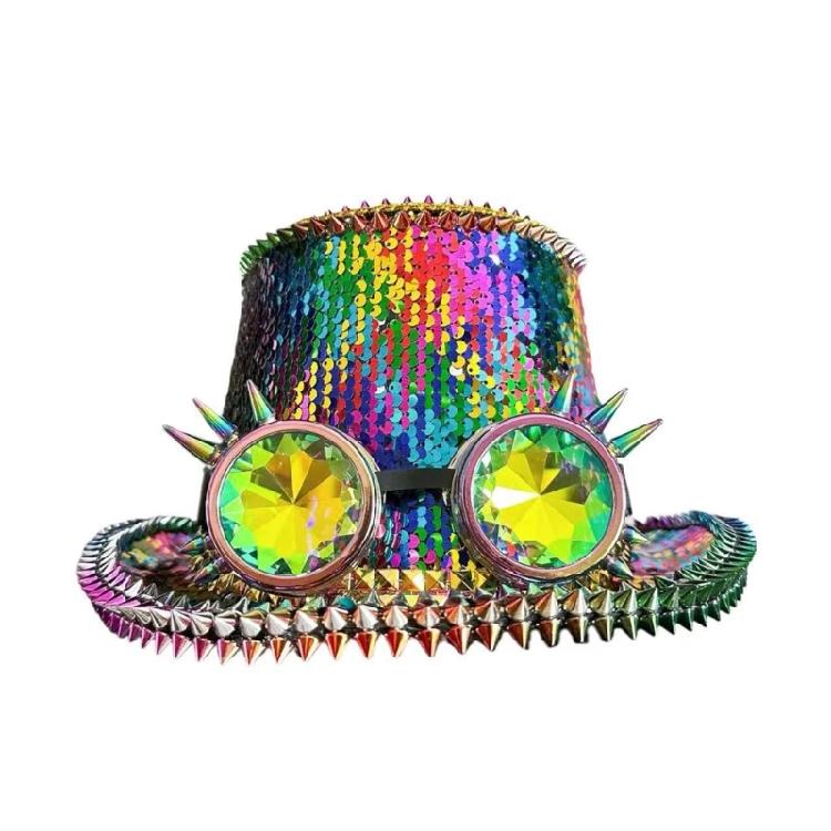 

Colorful Sequins Top Caps Adult Stage Shows Goggles Marine Hat for Photography 1