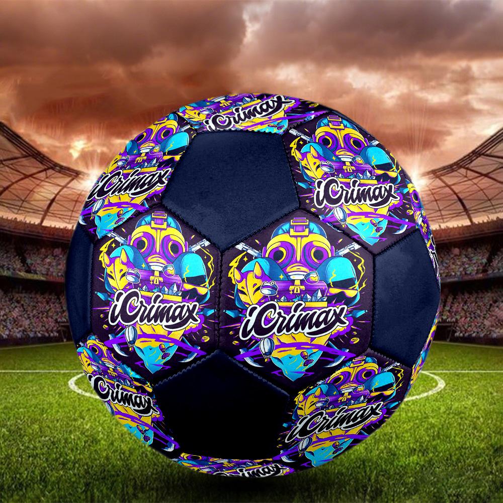 Icrimax logo Indoor Soccer Ball Colorful All Ages Size 5 Machine Stitched PVC Competition Ready Durable High-Bounce