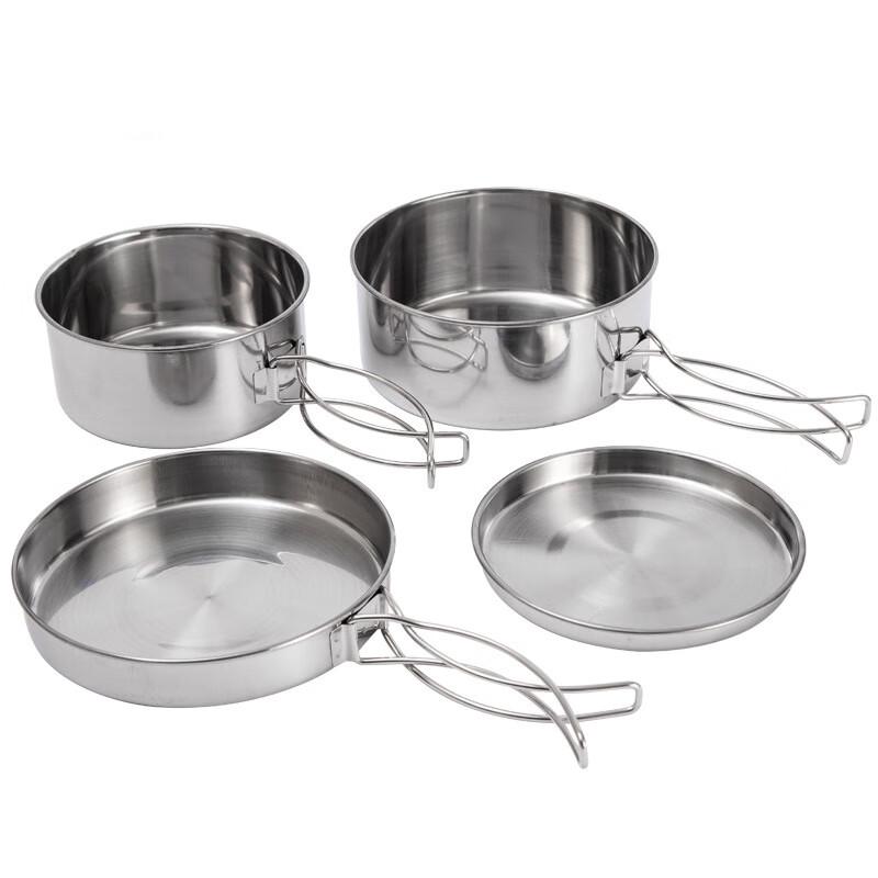 4-Piece Stainless Steel Camping Cookware Set