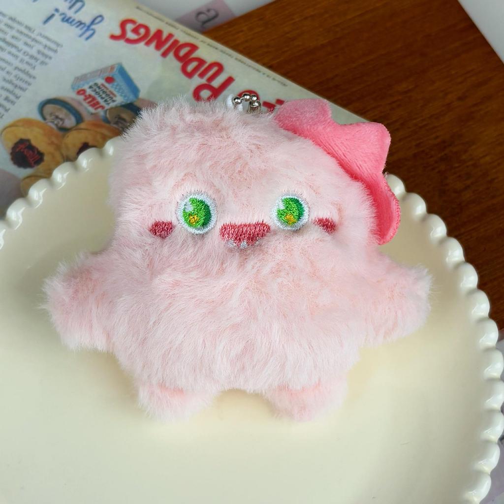 Cartoon Little Monster Plush Keychain: One-Eyed & Three-Eyed Monster Doll Pendant.