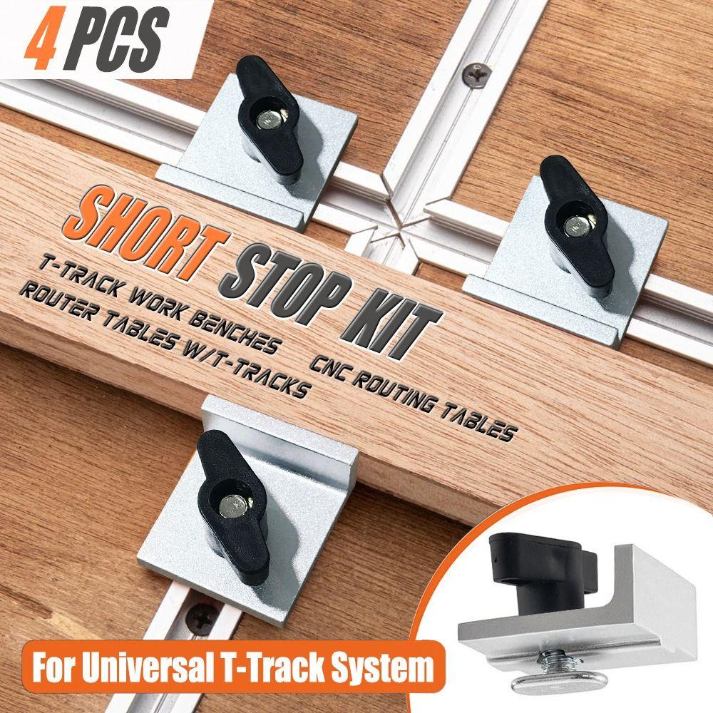 4 Pcs Set T Track Stop Block With Knobs Bi-Directional Stop Short Stop Kit  T-track Table