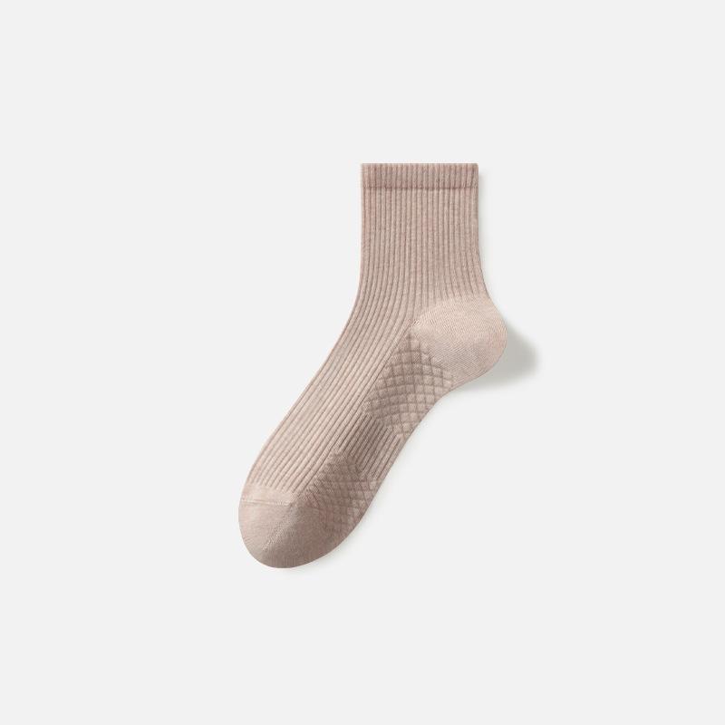 Men's New Autumn Product 7A Antibacterial Sweat Absorbing Solid Color Tube Cotton Socks