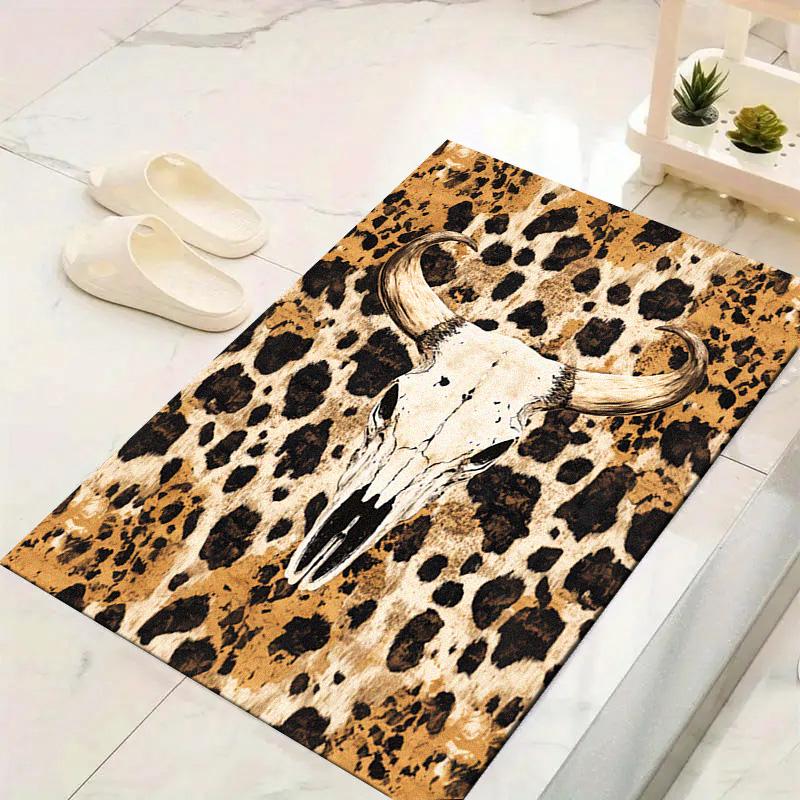Western Cow Skull Carpet Rug for Living Room Bedroom Home Sofa Decoration,Kids Play Non-slip Floor Mat