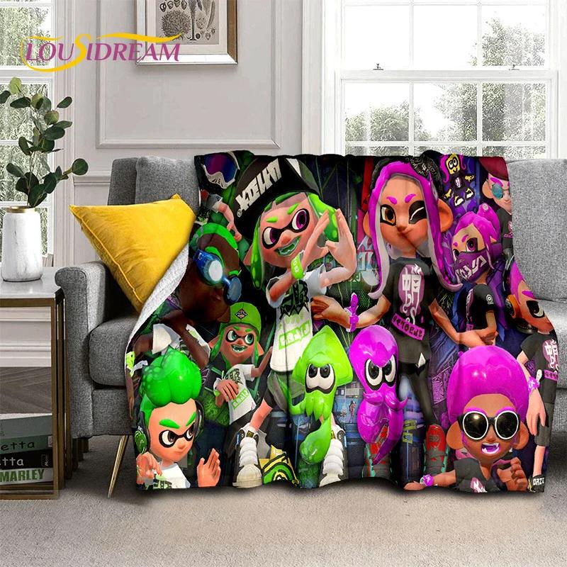 Splatoon3 PC Gamer Cartoon Game Soft Blankets,Keep Warm Throw Blanket Comfortable Blanket for Picnic Beds Sofa Home Bedroom Gift