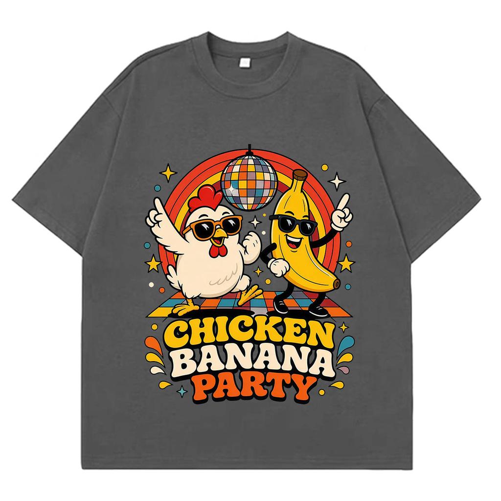 Chicken Banana Party Funny Meme T Shirt Unisex Unisex Fashion Clothing Tshirts Summer Shortsleeved Loose Casual Cotton Tshirts