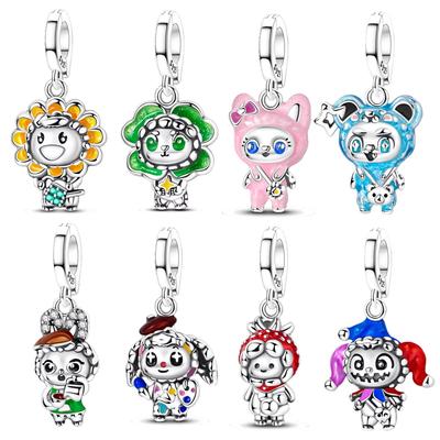 Copper Cute Colorful Doll Charms Penguin Bead Sunflower Pendant Fit Original Bracelet Diy Necklace Jewelry Gift