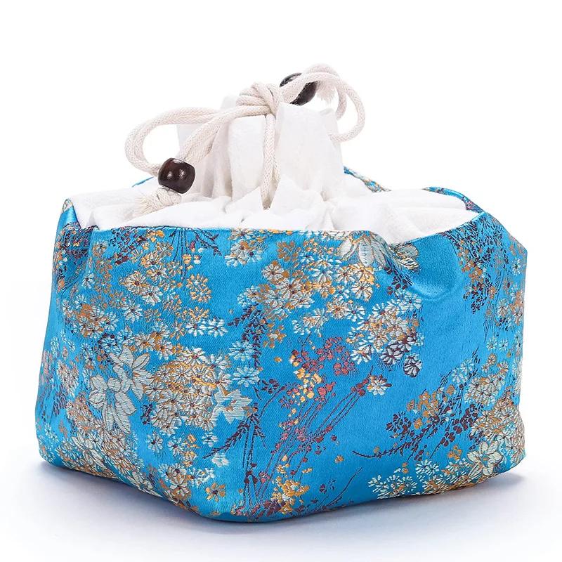 Portable Ceramics Storage Drawstring Pouches Stationery Jewellery Drop-proof Organiser Cloth Bag Travel Teaware Set Storage Bags
