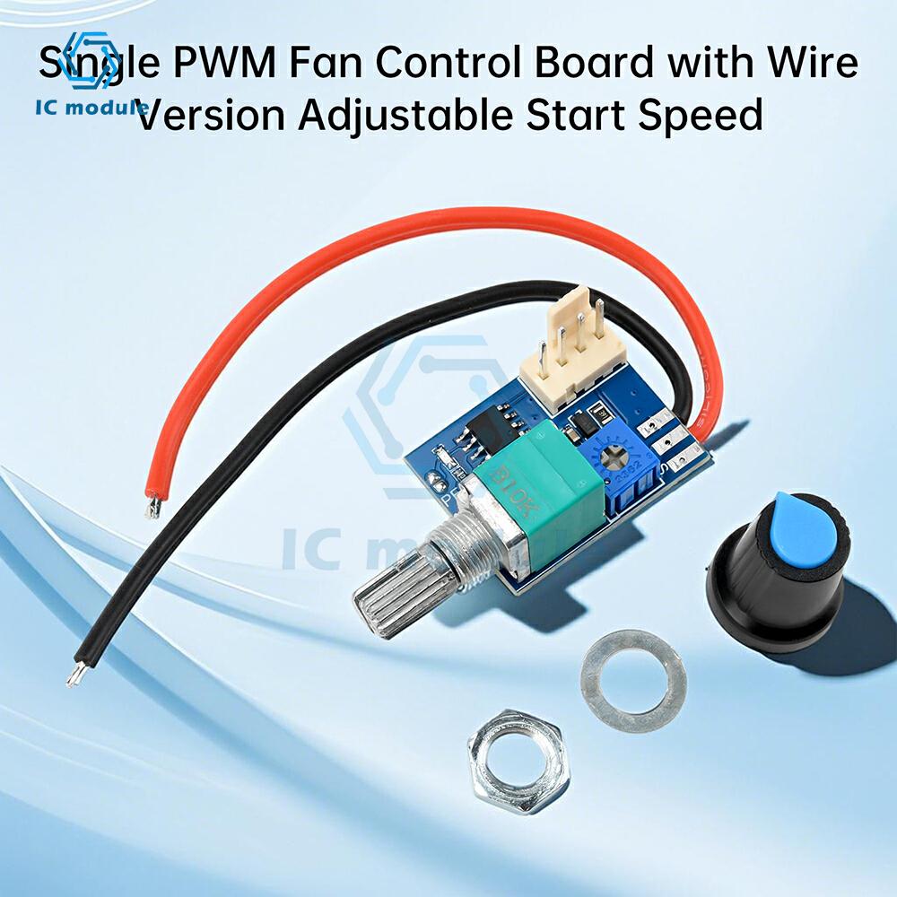 DC 12V 4 Pin PWM Fan Control Module Knob Switch PWM Fan Motor Controller Board for Computer Case Cooling Fans