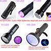 LED UV Light Lamp Torch Detector for Dog Urine Stains Ultraviolet Blacklight Outdoor Waterproof Aluminum 9-100 LED UV Flashlight