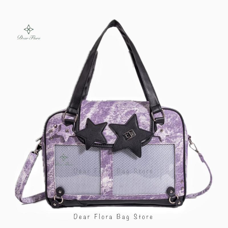 Y2K Trendy Star Ita Bag Lolita Girl Transparent Pocket Fashion Crossbody Bag Women's DIY Display Shoulder Bag Cute Purse Handbag