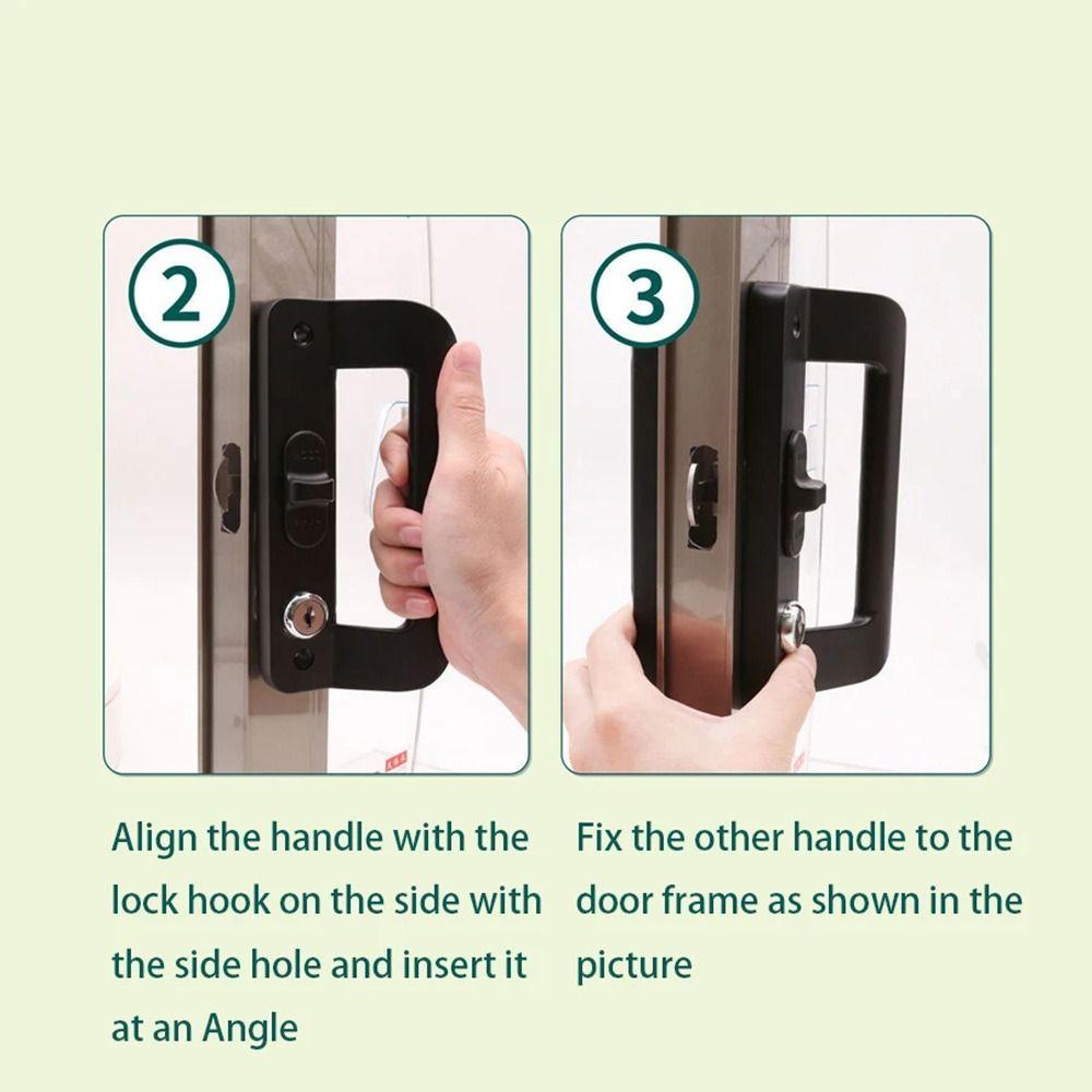 Aluminum Alloy Sliding Door Lock with Key Anti Rust Anti-theft Door Lock Set with Handle Easy To Install