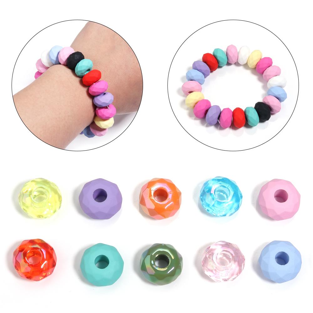 20pcs/lot Acrylic Big Hole Beads Colorful Abacus Shape Loose Spacer Beads For DIY Handmade Bracelet Earrings Jewelry Accessories