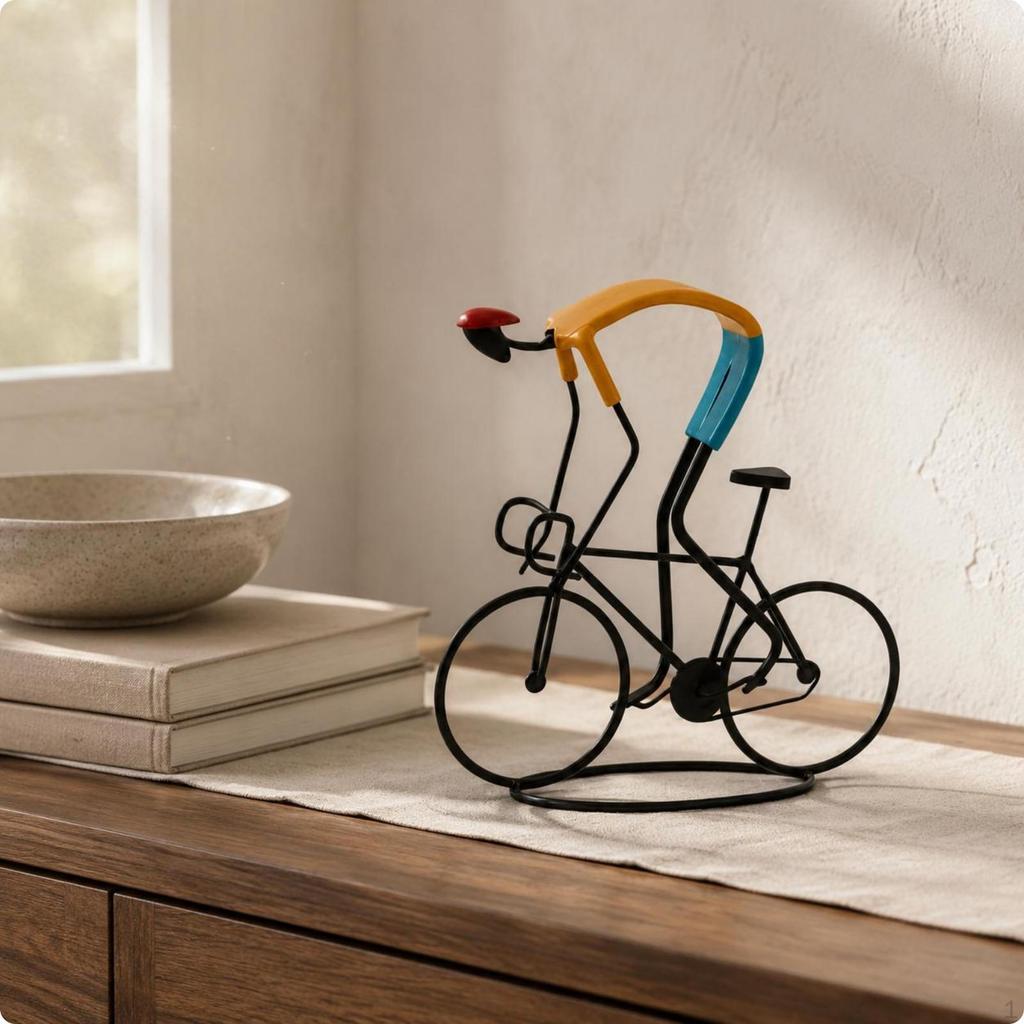 Fahrrad Statue Nordisches Design Abstrakte Fahrradskulptur Retro-Aussehen Metall Dekor für Wohnzimmer