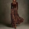 2025 Autumn Slim-Fit Retro Print Skirt Set with Belt