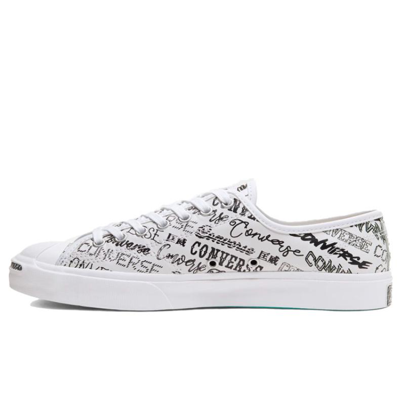 Converse Jack Purcell Full Print Letter Casual Anti-slip Wear-resistant Low-top Skate Shoes Unisex White