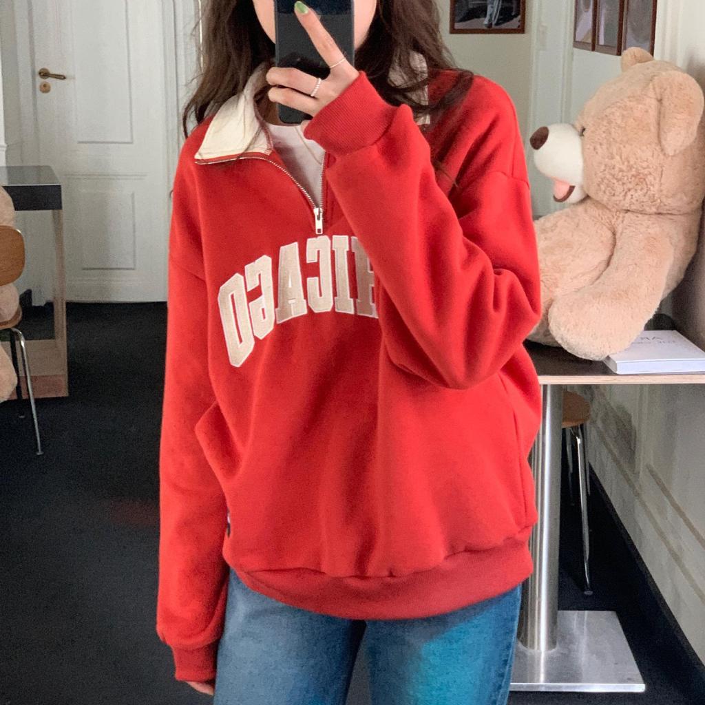 Dame Langermet V-hals Løse Pullovers Dame Overdeler Ensfargede gensere