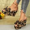 Women's Leopard Print Open Toe Wedges: Cone Heel, Slip-on, Fabric Upper, Rubber Sole, Hand-washable, Comfy, Sexy, for Vacations.