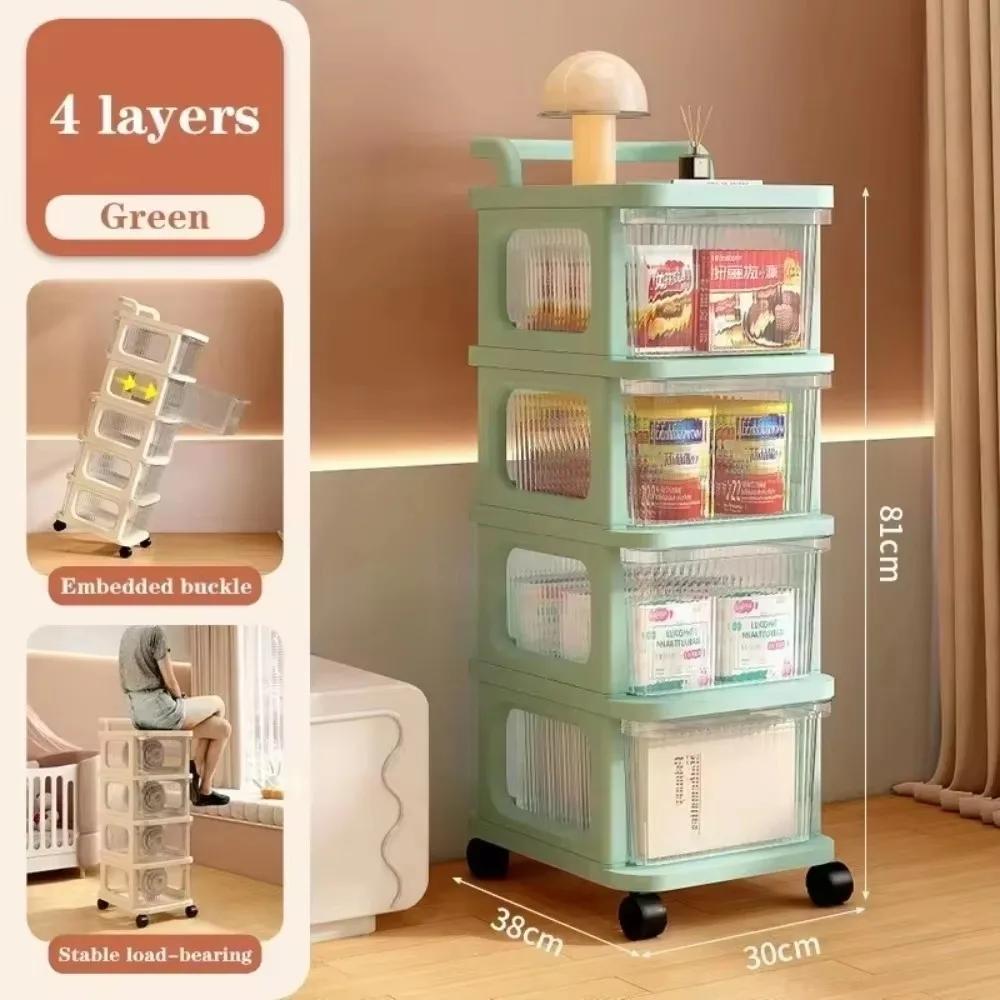 Transparent Trolley Drawer-Type Multifunction Acrylic Snack Toy Organizer Cabinet Multi-Layer Simple Cart Drawer Storage Shelves