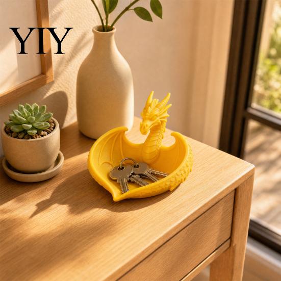 New Chinese Style Decor 3D Printed Dragon Storage Box, Modern Desk Organizer for Keys Jewelry Unique Gift Idea Candy, Flying Figurine Home Office,