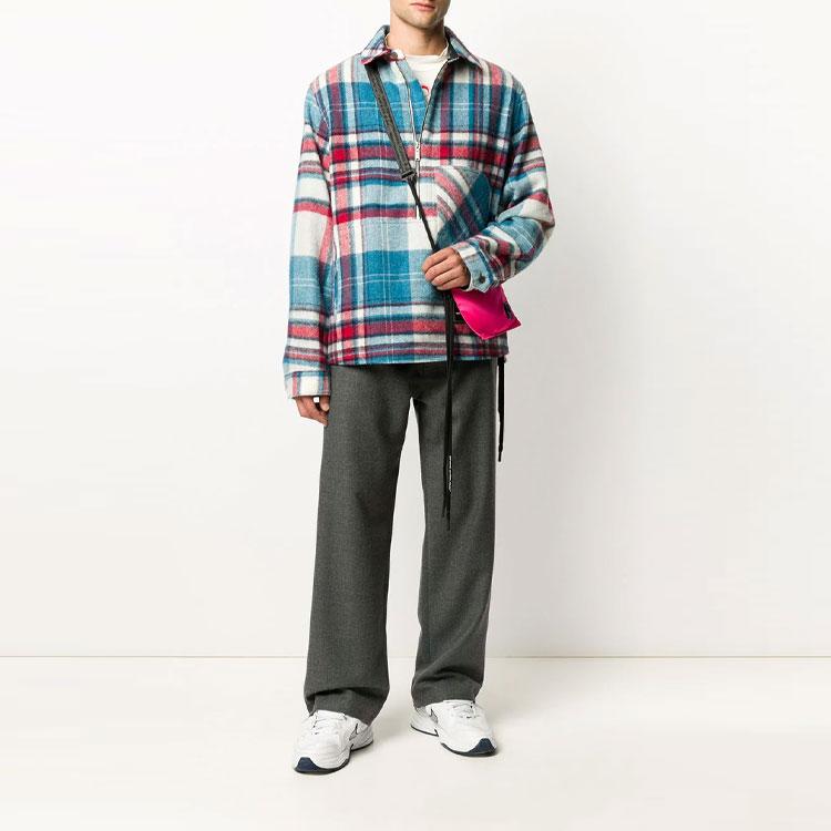 We11done Half-Zip Classic Plaid Long Sleeve Shirt Jacket Unisex Shirts Blue WD-BL3-20-910-U-BL