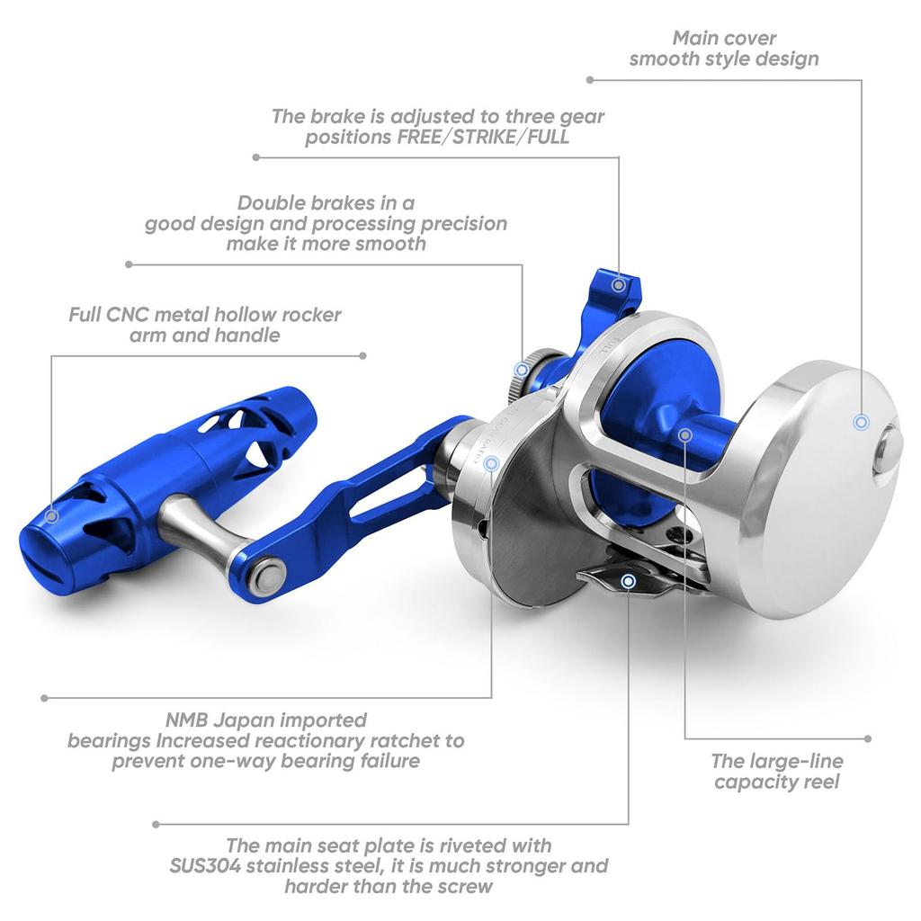 ASHCONFISH Jigging Metal CNC Suitable for Various Fishing Maximum Drag Force Various Model Number Double-Axis Reel, Finish, Scenarios, Wear-Resistant,