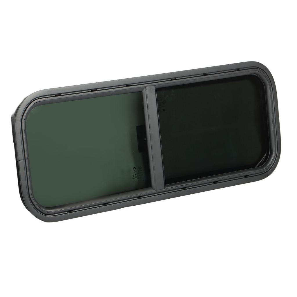 900x300mm Round Angle Sliding RV Window Black Tempered Glass Shade Window for Camper Trailer