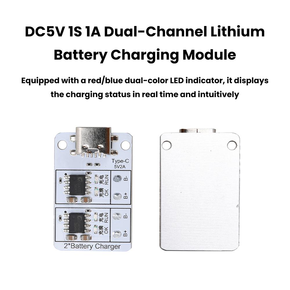 DC 5V 1S 1A Dual Channel Lithium Battery Charging Module 18650 Lithium Battery 3.7V 4.2V Bidirectional Battery Charger Protectio