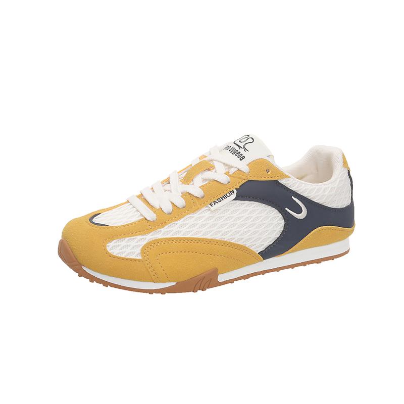 Mode Sommer Neuer Stil Ballett Freizeit Dünnes Netz Damen Schuhe Gummisohle Niedriger Absatz Farbblock Design Freizeitschuhe Trendiges Schuhwerk