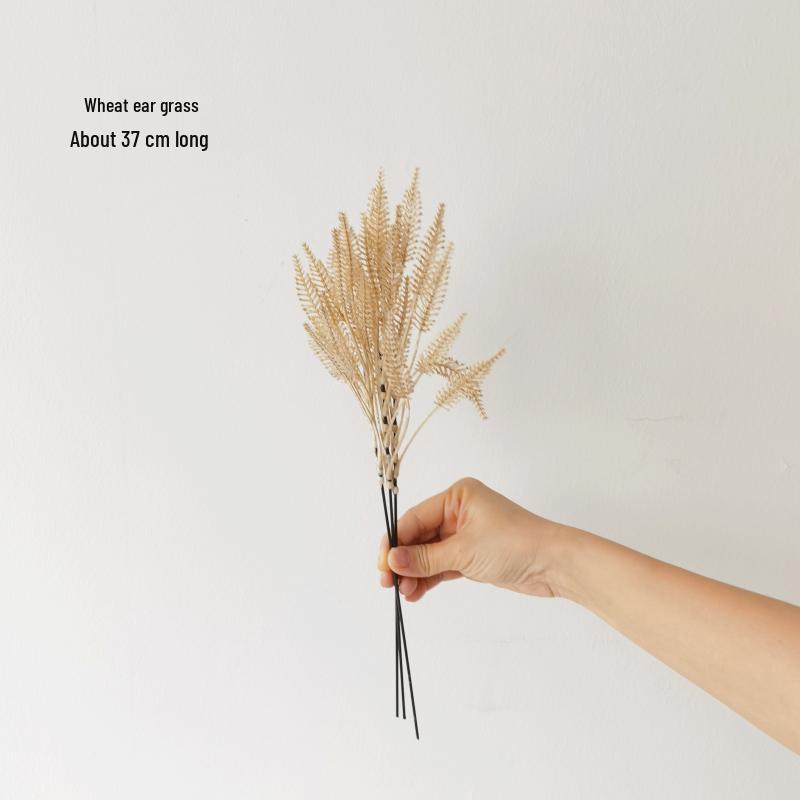 Wabi-Sabi Retro Floral Arrangement with Eucalyptus & Reed Grass for Home Decor & Photography