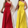 Damenbekleidung 2026: Europäischer & Amerikanischer Frühling Ein-Schulter-Jumpsuit mit Bindegürtel und weitem Bein - Modischer Unifarbener und Trendiger Temperament