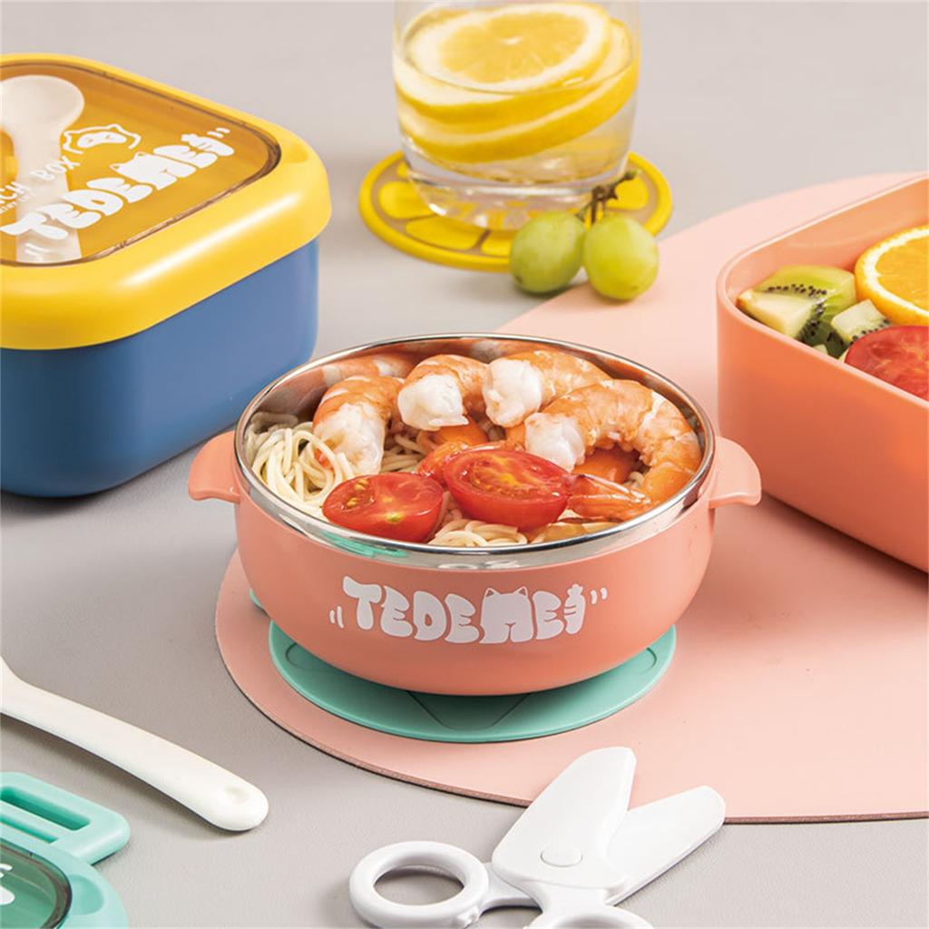 Food Grade Stainless Steel Baby And Baby Food Bowl, Cute Sealed Lid With Detachable Baby Meal Tray