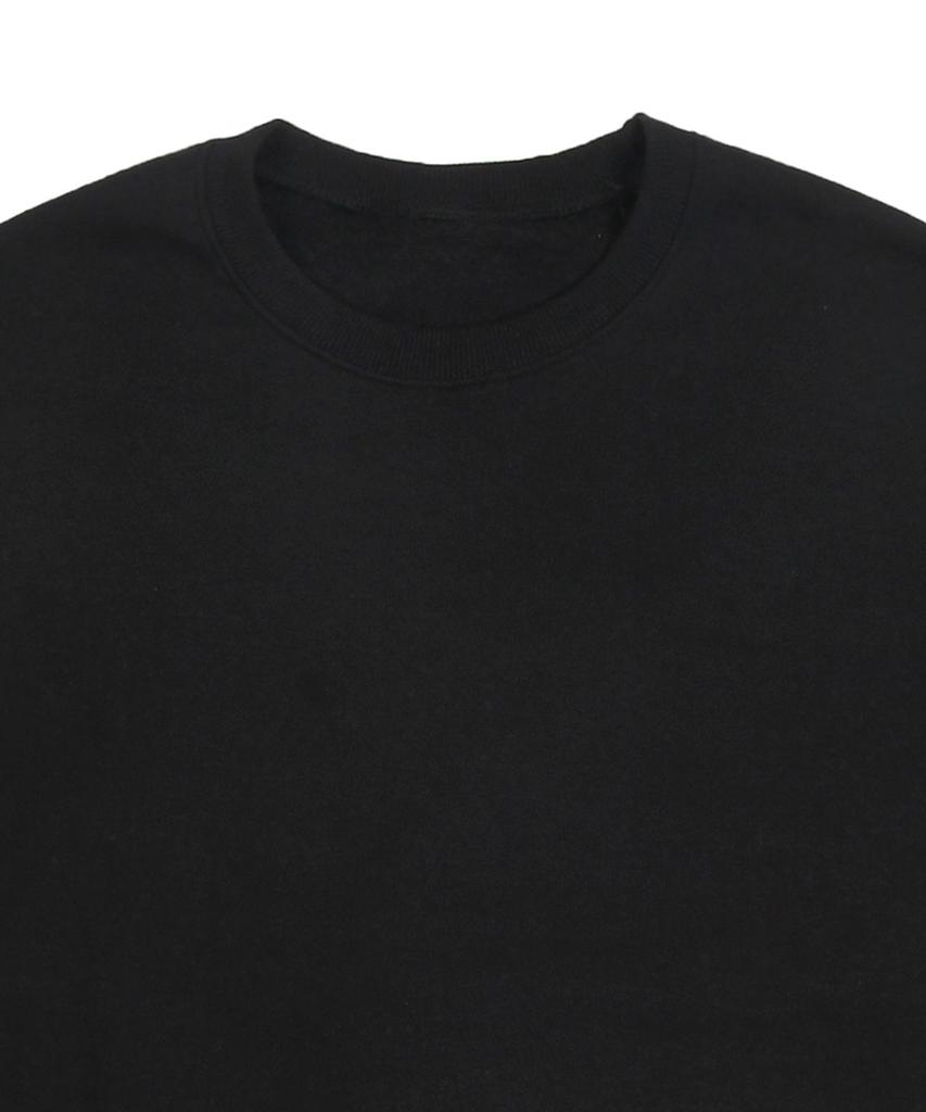 Graver [Unisex] Elbow Spray Flower Smile Sweatshirt_Black