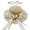 Breathable Lace Sunshade Cap Butterfly Knot Straw Beach Hat Fashion Summer Sun Hat  Outdoor