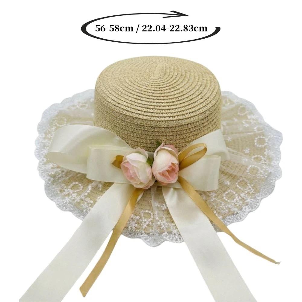 Breathable Lace Sunshade Cap Butterfly Knot Straw Beach Hat Fashion Summer Sun Hat Outdoor