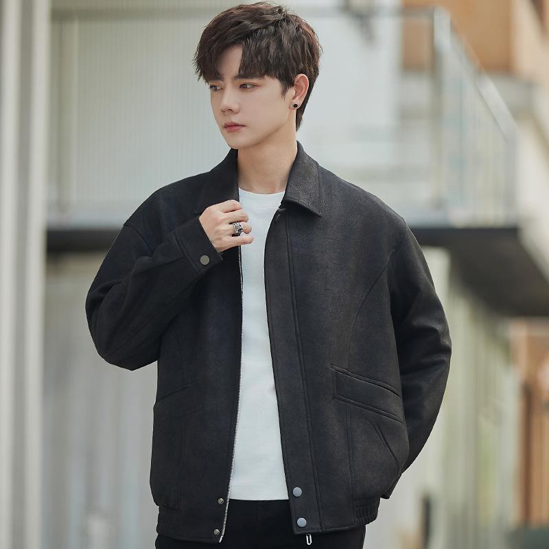Men's Casual Jacket Spring and Autumn New Lapel Loose Ruffian Handsome Korean Version Versatile Men's Jacket