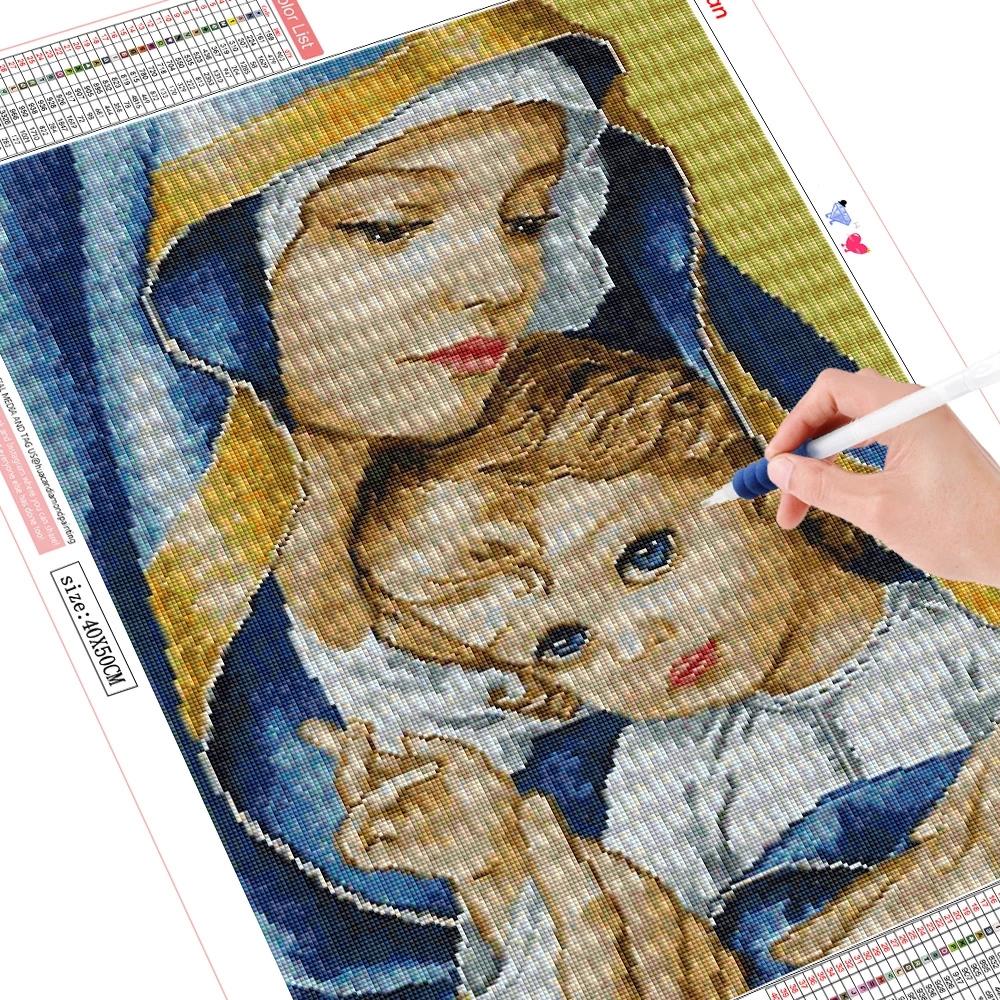 

HUACAN полная дрель алмазная живопись религиозная Мадонна детский набор со стразами Алмазная вышивка религиозный декор для рукоделия для дома Full Square 20*30 cm