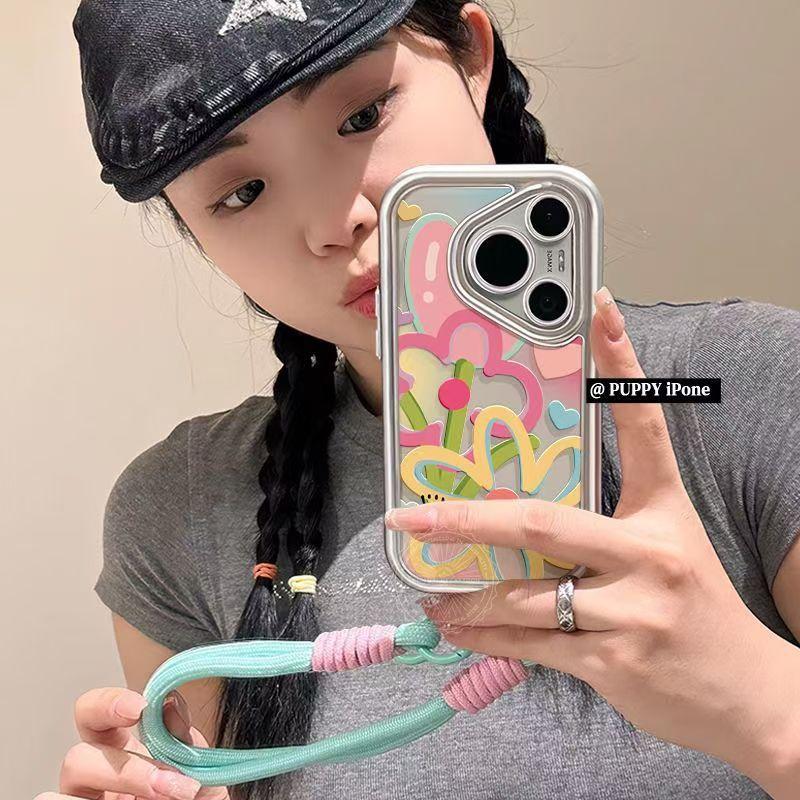 Dopamine Flower Applies To iPhone16promax iPhone Case Anti-drop All-inclusive Soft.
