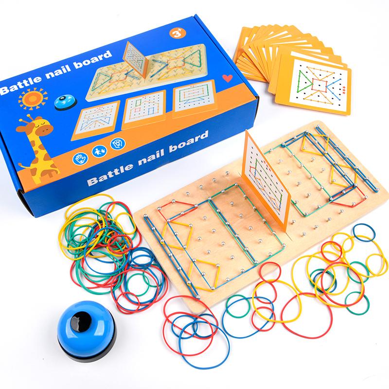 Geometry Games Desktop Toys for Two Against the Pin Board Puzzle Graphic Cognitive Children's Early Education Wooden Toys