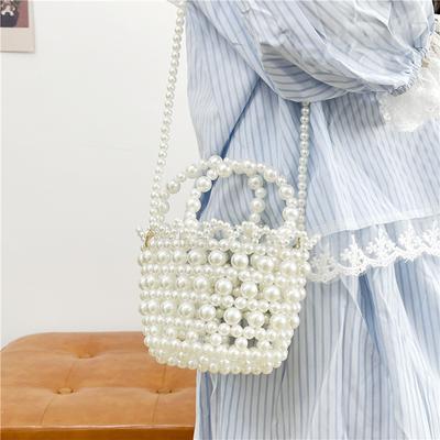 New Women's Bag Versatile Chain Woven Pearl Bag Handbag Single Shoulder Oblique Span Handwoven Bag Finished Bag