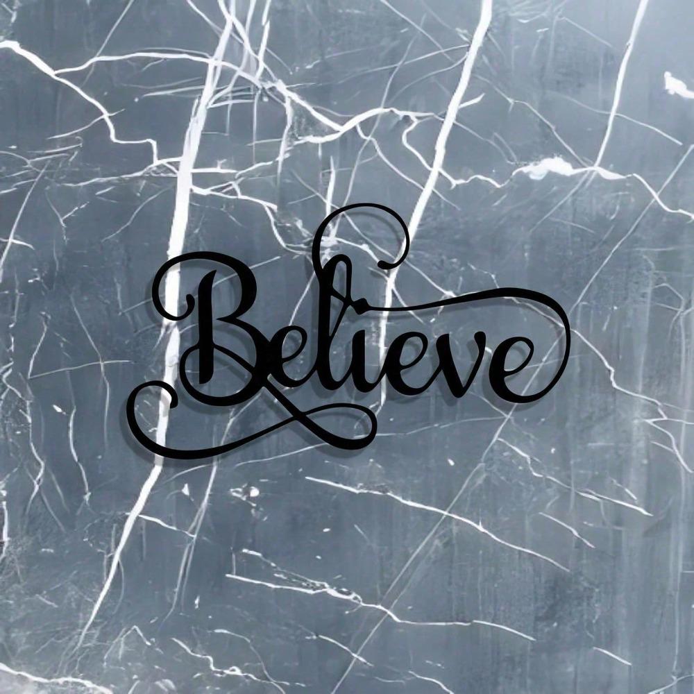 Vintage Believe Metal Wall Art Black Iron Script Farmhouse Decor Inspirational Gift