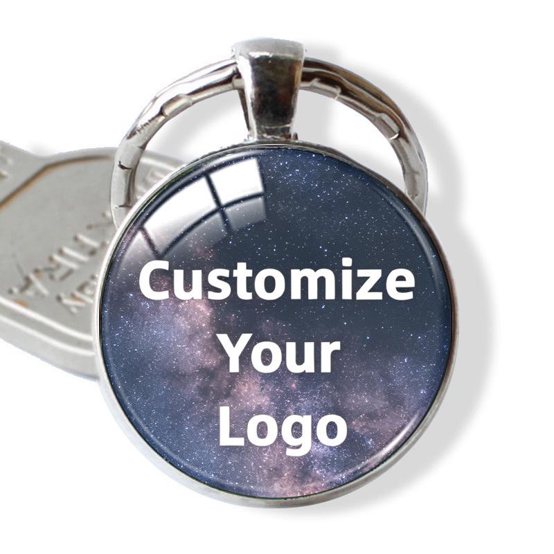 Personalized Embossed Circle Gem Keychain - Custom Logo, Trendy DIY Accessory for Couples
