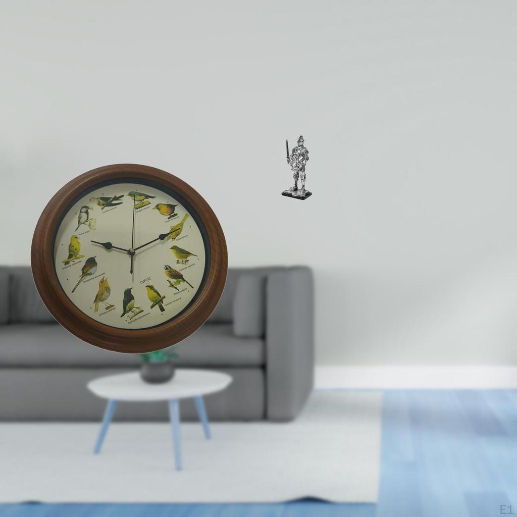 Elegant Birdsong Wall Clock And Vintage Knight Statue Sculpture Creative Tabletop Ornament for