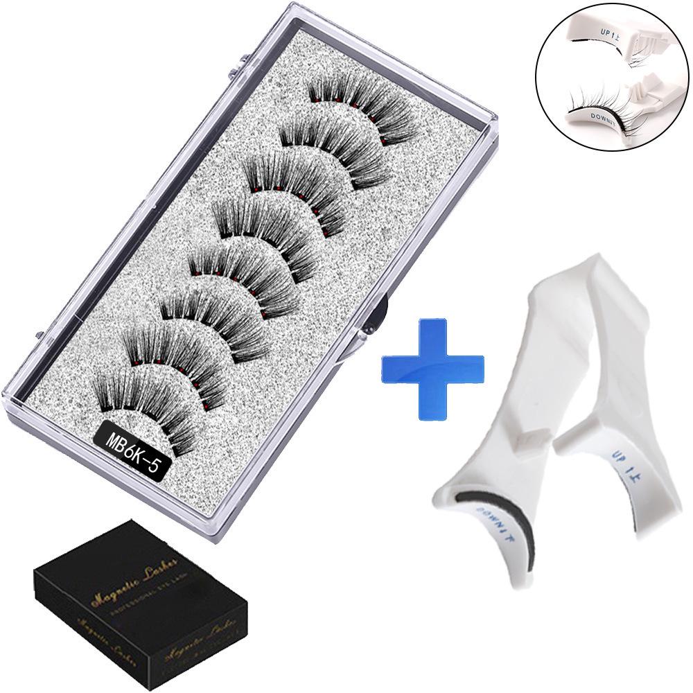 Two Pairs of Magnetic False Eyelashes with Curler - No Glue Needed, European & American Thick Style.