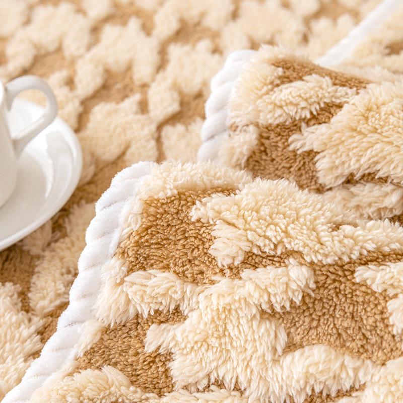 New Lamb Velvet Houndstooth Sofa Cushion Winter Thickened Plush Cushion Non-slip Sofa Cover Cover Cloth