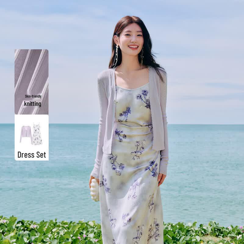 Elegant Knitted Ink Style Two-Piece Set