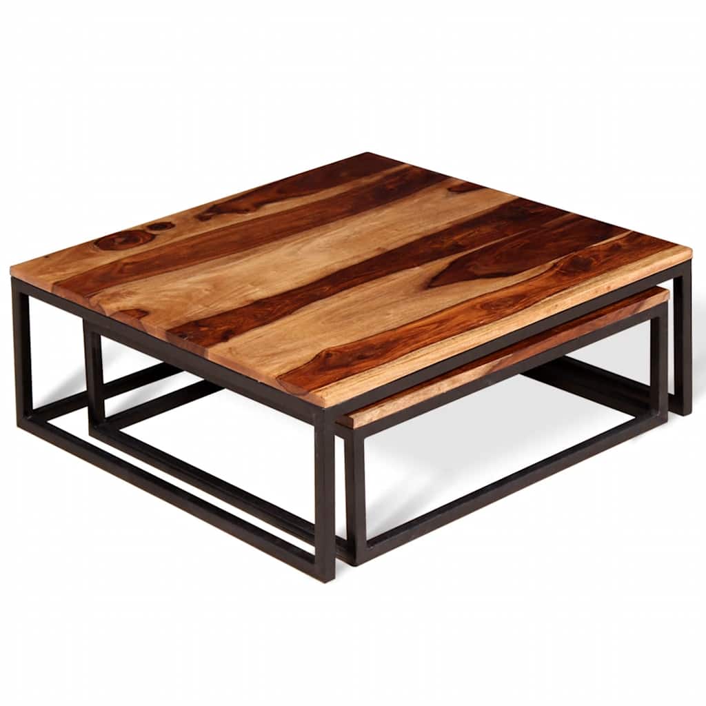2 Piece Nesting Table Set Solid Acacia Wood
