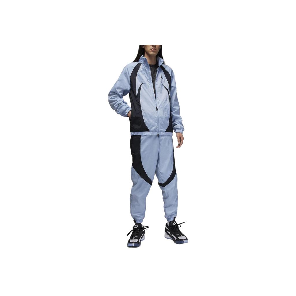 Jordan Color Block Stand Collar Zip-Up Casual Long Sleeve Jacket Men Jacket Blue Grey FN5849-436