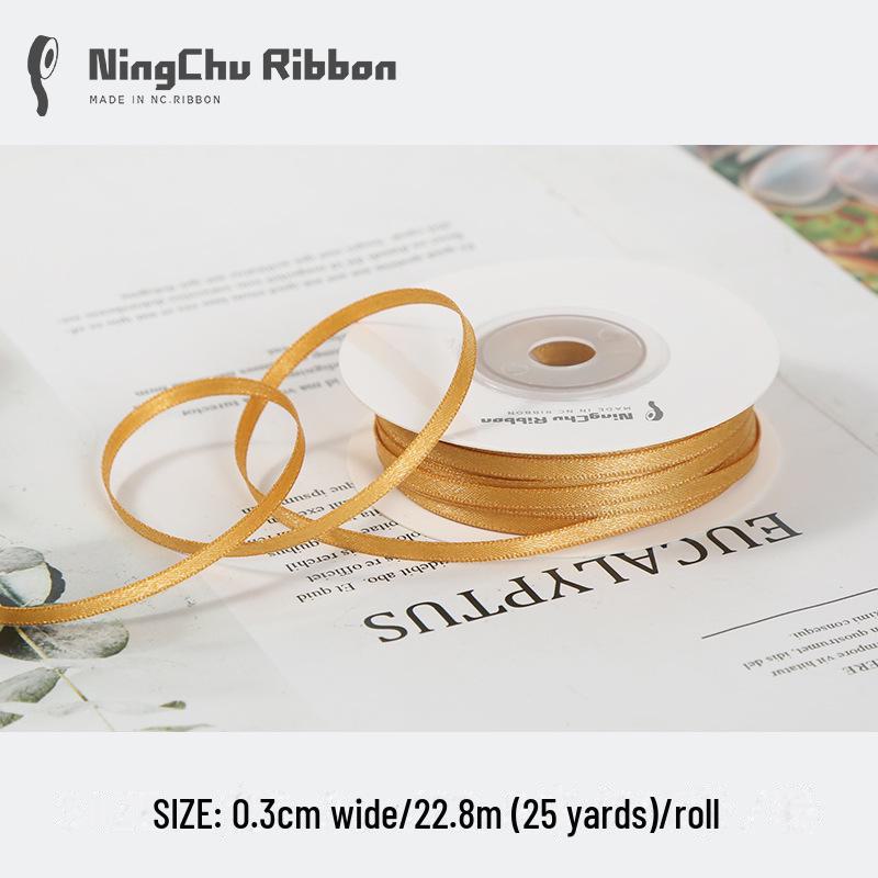 3mm Double-Sided Satin Silk Ribbon for DIY Gifts, Bows, Bouquets, and Baking Packaging