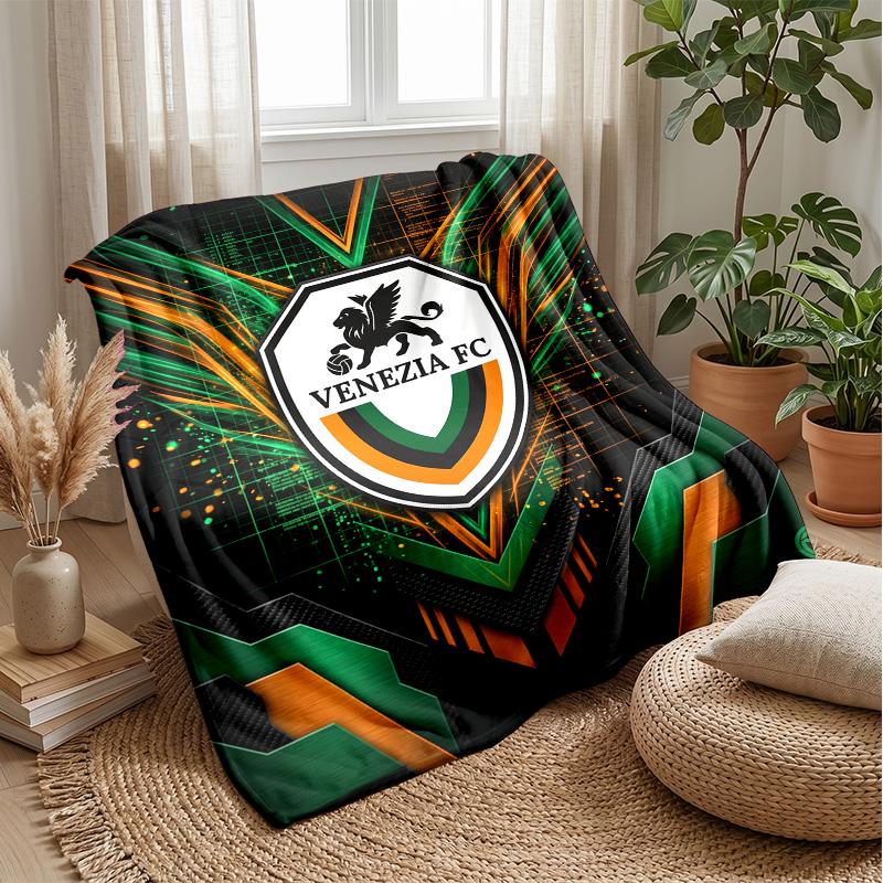 Venezia FC Football Print Flannel Blanket, Soft Warm Lightweight Throw Blanket for Sofa Bed Camping