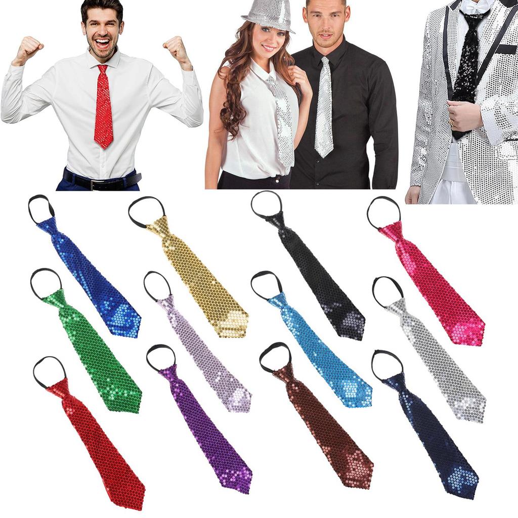 Cravatta Unisex Pre-annodata con Paillettes Cravatta Scintillante Glitter per Costume da Festa